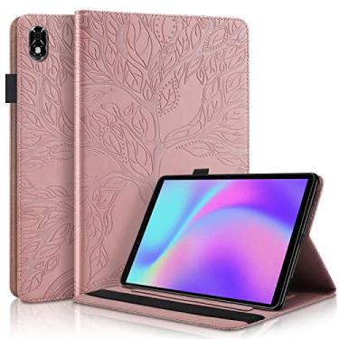 Imagem de Capa compatível com Lenovo Legion Y700 TB-9707F 22.4 cm PU couro flip carteira capa protetora árvore da vida capa para tablet slot para cartão capa PC (cor: ouro rosa)