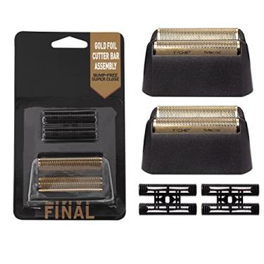Imagem de 2 peças de reposição profissional 5 Star Series Finale modelador de lâmina dourada super fechada e conjunto de barra de corte, compatível com Wahl Shaver Foil modelo 7043-100, barbear para barbeiros e