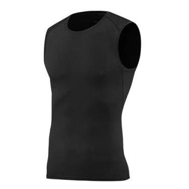 Imagem de Camiseta regata masculina Active Vest Body Building Secagem Rápida Emagrecimento Treino Abs Muscular Compressão, Preto, XXG
