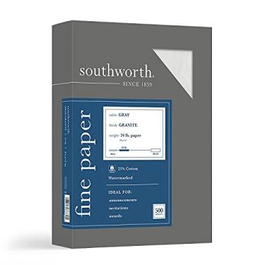Imagem de Southworth Papel especial granito 25% algodão, 21,6 cm x 28 cm, 10,9 kg/90 g/m2, cinza, 500 folhas - a embalagem pode variar (914C)