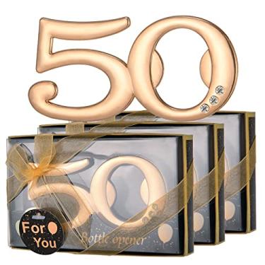 Imagem de 50 novos abridores de garrafas para lembrancinhas de festa de 50 anos ou presentes de festa de aniversário de 50 anos de casamento, presentes de festa de 50 anos, decorações de lembranças para
