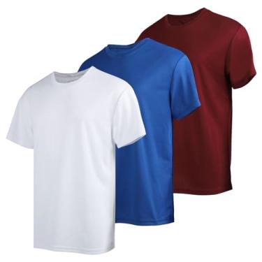 Imagem de Camiseta esportiva masculina de manga curta com proteção solar UV, 3-ms02-3set-branco/azul/vinho, XXG