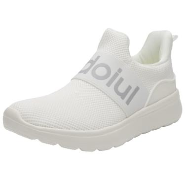 Imagem de SKDOIUL Tênis feminino de caminhada sem cadarço, Branco, 40