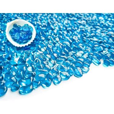 Imagem de Keedolla Tanque de peixes cascalho azul 1,4 kg pedras de vidro do mar mármores seixos pedra cascalho para aquário | aquário | vaso | decoração de plantas suculentas - azul lago