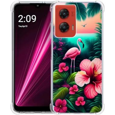 Imagem de Beaucov Capa para Moto G Stylus 5G 2024, rosa flamingo flores pássaro proteção contra queda capa à prova de choque capa protetora de corpo inteiro resistente a arranhões para Motorola Moto G Stylus 5G