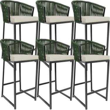 Imagem de Kit 06 Banqueta Para Área Gourmet Cozinha Varanda D04 Verde