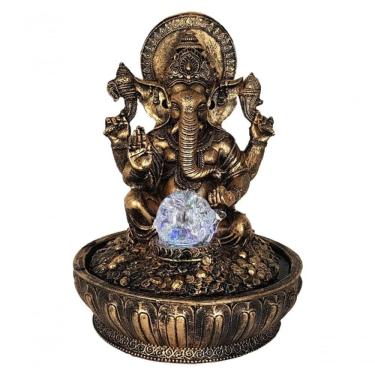 Imagem de Fonte água Ganesha Dourada Sala Quarto Jardim Luz Bombinha