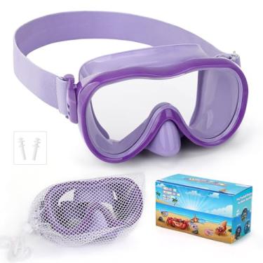 Imagem de Óculos de natação para crianças, óculos de mergulho antivazamento com capa de nariz e alça de tecido elástico, óculos de natação com proteção UV para crianças, meninos, meninas