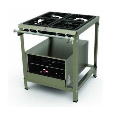 Imagem de Fogão Inox 4 Queimadores ( 2 Bocas Simples e 2 Bocas Duplas) c/  Registro p/ Forno  PMI-402N -  Progás.