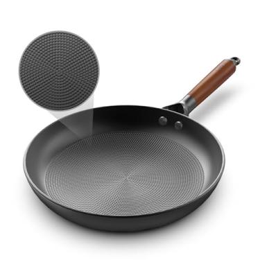 Imagem de LAMFO Frigideiras antiaderentes, frigideiras de ferro fundido de longa duração em favo de mel de 25,4 cm, frigideira de ferro fundido leve e durável com alça removível, pode ser lavada na lava-louças,