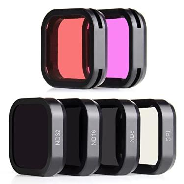 Imagem de SOONSUN Conjunto de 6 filtros de lentes para GoPro Hero 12 11 10 9 preto - ND8, ND16, ND32, CPL, vermelho, magenta - densidade neutra, polarizador circular e filtros de mergulho para fotografia ao ar