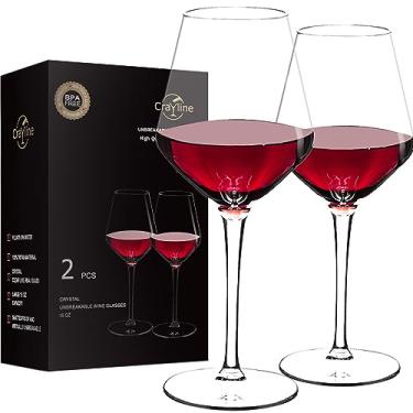 Imagem de crayline Conjunto de 2 taças de vinho de plástico (425 g) | Taças de vinho inquebráveis com haste | 100% livre de Tritan e BPA | Seguro para lava-louças | Incrível para piscina, praia, viagens