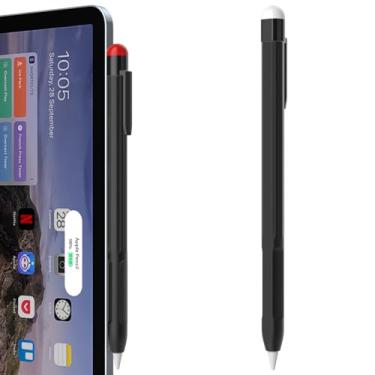 Imagem de AZF Estojo de lápis de design clássico – compatível com Apple Pencil Pro e 2ª geração, capa de silicone antiderrapante com clipe resistente (preto)