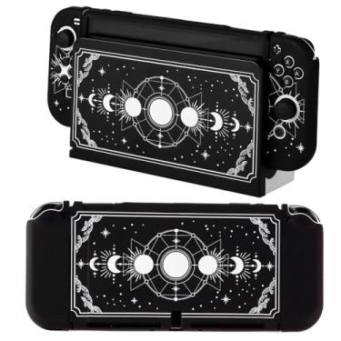 Imagem de CasosexploreLab Capa protetora compatível com Nintendo Switch OLED Black Moon Phase para Nintendo Switch Joycon Controller Soft TPU Grip Dokable Case Capa de transporte acessórios de interruptor
