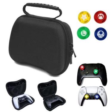 Imagem de Estojo Case Controle Nintendo Switch Pro PS4 PS5 Bolsa Alça Mão Rígida + 4 Grips Analógicos Mário
