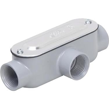 Imagem de TayMac Corpo de conduíte tipo T rosqueado RLT050, alumínio fundido, tampa de aço estampado, 1/2 polegada