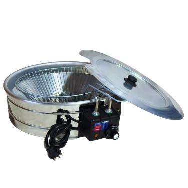 Imagem de Fritadeira Elétrica Industrial Tacho Redondo 7Litros c/ Tampa - 220V - Frituras, pastéis, coxinhas, kibes, frango frito - Fritadeira com Tampa de 7L