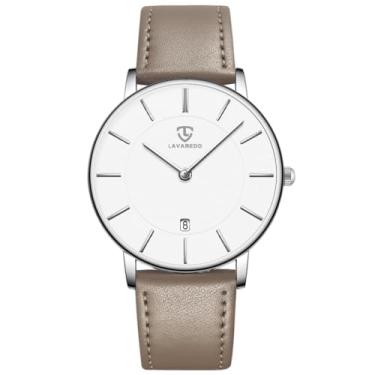 Imagem de BEN NEVIS Relógio masculino, relógio de pulso minimalista, moderno, simples, analógico, data, com pulseira de couro, 36-BegeWhiter, relógio feminino