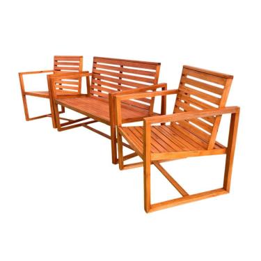 Imagem de Jogo de Banco Madeira de Demolição Modelo Régua Sudeste Rústico