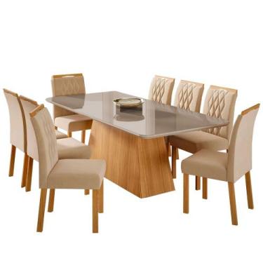 Imagem de Mesa para Sala De Jantar Helena 210 x 100 cm e 8 Cadeiras Juliana Wood