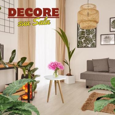 Imagem de Mesa de Canto Redonda 38cm Decoração Sala Quarto MDF - Qualipen, Branc