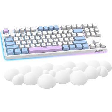 Imagem de Almofada de descanso de pulso para teclado para jogos, apoio de mão ergonômico para teclado de computador, laptop, Mac, leve para facilitar a digitação, alívio da dor - branco