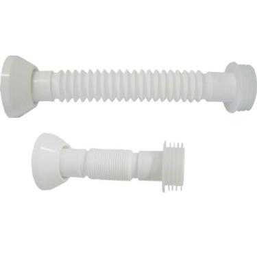 Imagem de Tubo de Ligação Vaso Plástico Sanfonado com Anel Branco - Comprenet - 
