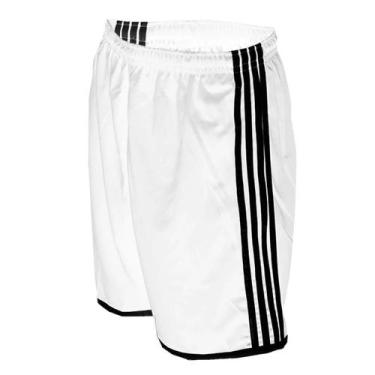 Imagem de Kit com 20 Calções Esportivos Branco/Preto Modelo Listras Laterais - T