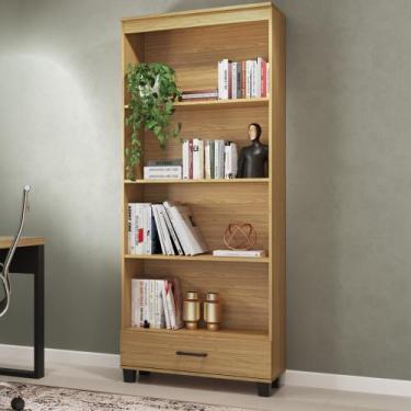 Imagem de Estante Decorativa para Livros 77cm 4 prateleiras e gaveta 100% MDF C5