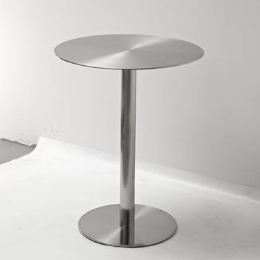 Imagem de Mesa de bistrô moderna mesa de bar redonda para coquetéis mesa de jantar de café da manhã, mesa de jantar de aço inoxidável, balcão de café e chá, mesa de pub para espaços pequenos
