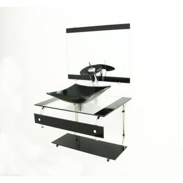Imagem de Gabinete De Vidro 60Cm It Inox Com Cuba Quadrada - Preto - Cubas E Gab