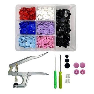 Imagem de Alicate Pregar Botão Pressão Ritas Cinza Box 140 Botões 12mm