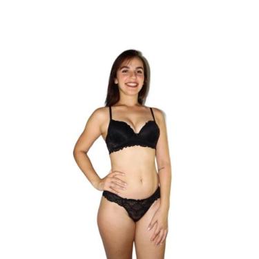 Imagem de kit de conjunto de sutiã e calcinha com 3 lingeries com renda marca ca