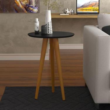Imagem de Mesa Lateral Retrô Pés Palitos Em Madeira Maciça 4601 - Preto - OFERTA