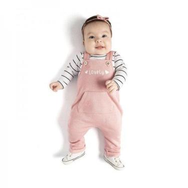 Imagem de Roupa de bebe menina Conjunto body e Jardineira Infantil - Pacotinho M