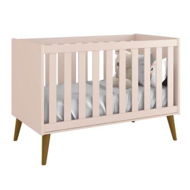 Imagem de Berço Americano Théo New Rosa Fosco com Madeira - MoveisAqui - RELLER