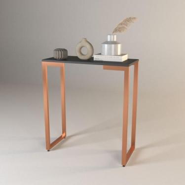 Imagem de Aparador Lírio Industrial Preto com Pés Cobre 68x30 cm - Nosso Sonho D