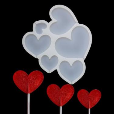 Imagem de mostsom 2 pçs/lote Molde pop de bolo de silicone coração amor máquina de pirulito molde de bolo doce chocolate barra molde acessórios de cozinha ferramentas de decoração (E_ coração amor)