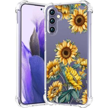 Imagem de CCFUNCASE Compatível com Samsung Galaxy S24 capa transparente fofa para mulheres - capa de telefone robusta Funda protetora protetora capa para Galaxy S24 (girassóis amarelos)