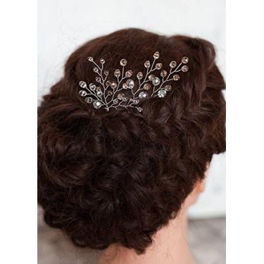Imagem de FXmimior Bridal feminino champanhe vintage strass festa de casamento grampos de cabelo de cristal acessórios (pacote com 3)