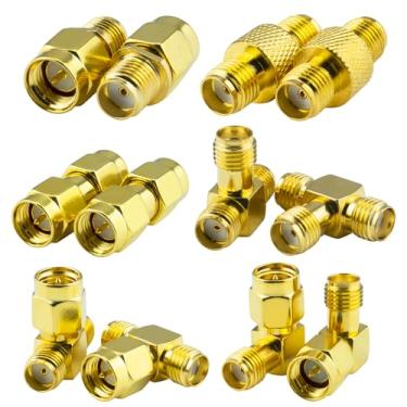 Imagem de Kaunosta Kits de adaptadores SMA RF SMA macho fêmea SMA para cabo de extensão de antena WiFi, dispositivos LAN sem fio, antenas FPV de rádio amador, 12 peças