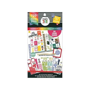 Imagem de me & my BIG ideas Pacote econômico de adesivos para agenda grande – Suprimentos de scrapbook Happy Planner – Tema arco-íris – Multicolorido – Ótimo para projetos, álbuns de recortes e álbuns – 30 folhas, 720 adesivos no total