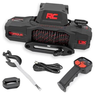 Imagem de Rough Country Guincho de 5,9 kg com corda sintética - Guincho elétrico impermeável de 12 V para Jeep Wrangler, guincho de recuperação off-road para caminhão com controle remoto portátil sem fio e