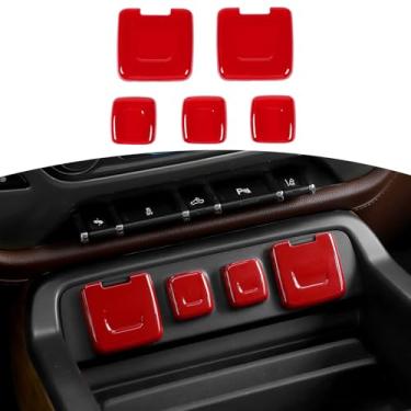 Imagem de RT-TCZ Porta de acendedor de cigarros USB Tomada de Alimentação Tomada Base Acabamento Tampa Interior ABS Acessórios para Chevrolet Silverado GMC 2014-2018 Vermelho 5PCS