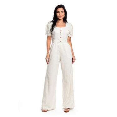 Imagem de Macacao Calça Pantalona De Linho Com Elastico  - RESTRITO JEANS, 48, A