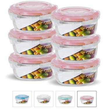 Imagem de Kit Conjunto 6 Potes Vidro Hermético Tampa Plástico Marmita Mantimento