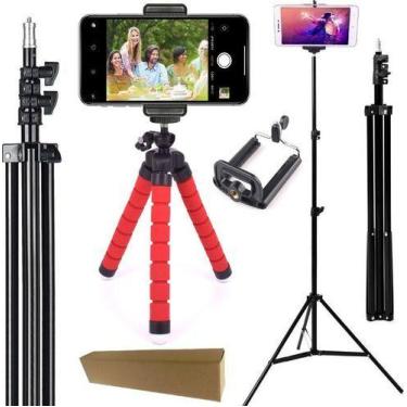 Imagem de Kit Pedestal Tripé Profissional Para Câmera Suporte Celular - RioSul S