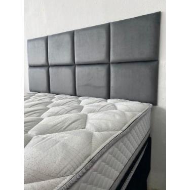 Imagem de Cabeceira Casal adesiva 8 módulos de 35x30 (tecido veludo cinza ) - Di