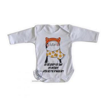 Imagem de body nenê criança roupa bebê manga longa Gato eu sei quem eu sou - Emp