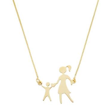 Imagem de Colar Pingente Mãe Segurando A Mão Do Filho Banhado A Ouro - jhulias j